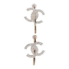 Chanel Gold Crystal Boucles D'Oeilles Clip Hoop Earrings