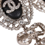 Chanel Silver Crystal and Pearl Pendant Drop Earrings