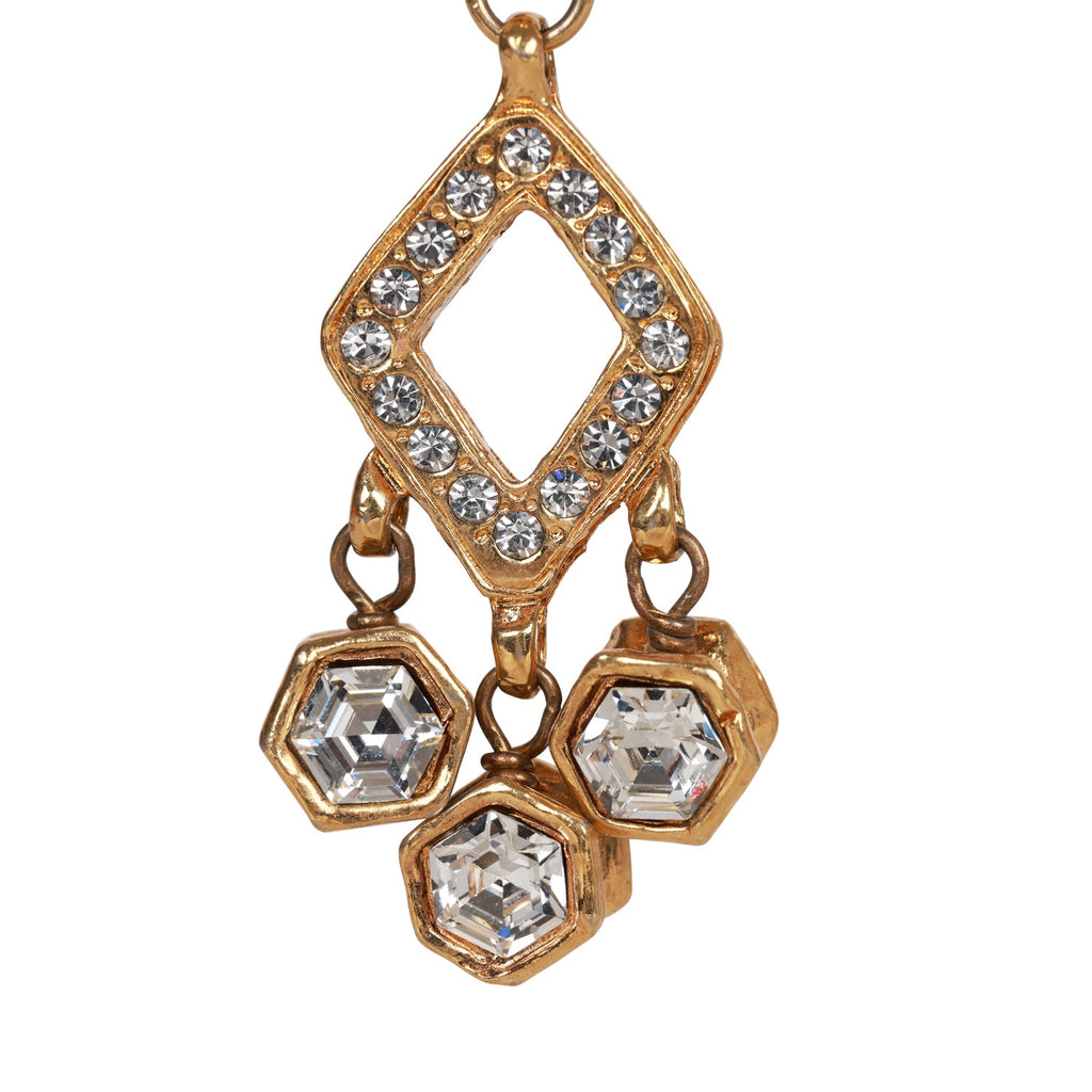 Chanel Metal CC Diamond Shaped Clip on Earrings Gold