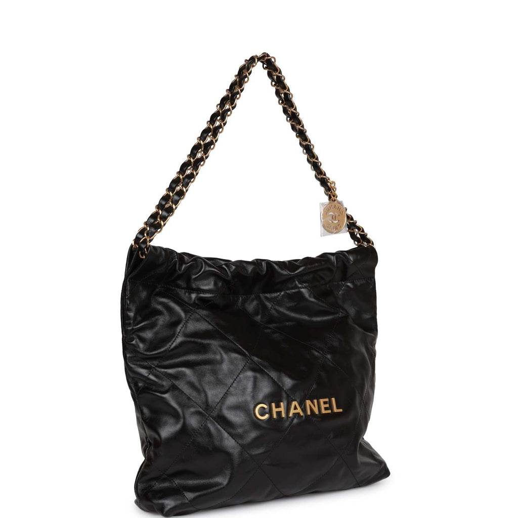 Chanel Small 22 Bag Black Lambskin Antique Gold Hardware – Madison Avenue  Couture