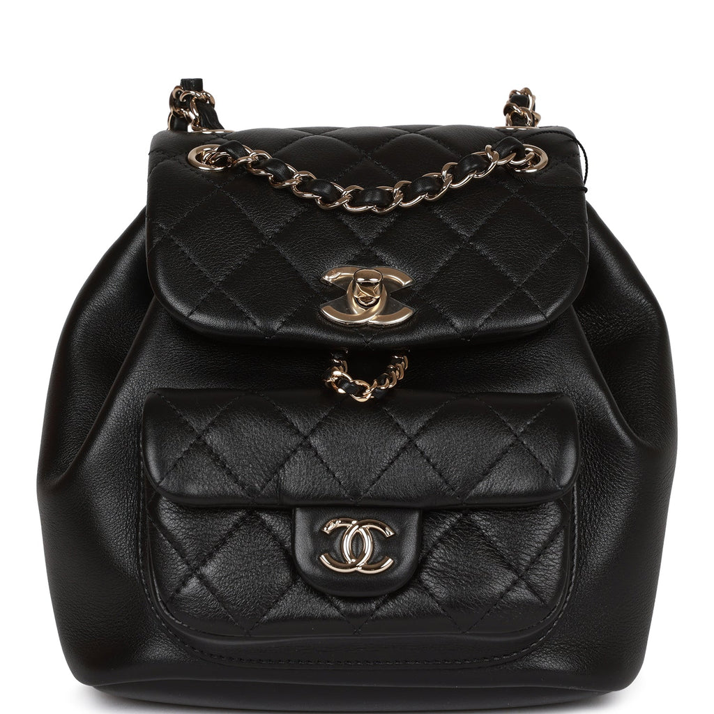 Chanel Small Duma Backpack Black Lambskin Light Gold Hardware
