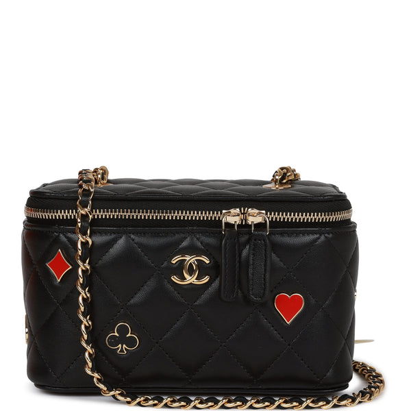 CHANEL Lambskin Quilted Mini Pearl Crush Vanity Case With Chain