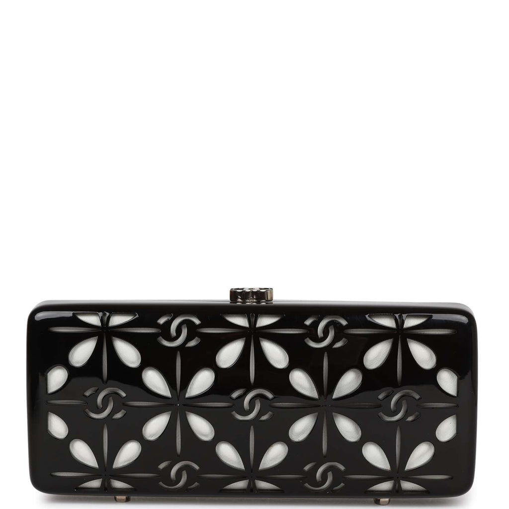 Chanel Minaudiere Box Clutch Black Silver Hardware – Madison Avenue Couture