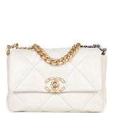 Chanel Medium 19 Flap Bag White Calfskin Mixed Hardware