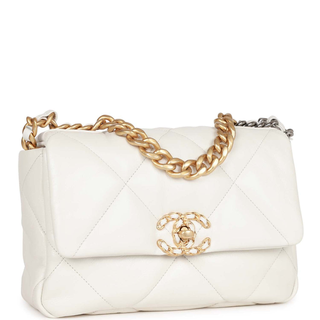 Chanel 2020 Calfskin Crochet Medium 19 Flap Bag w/ Tags - White Shoulder  Bags, Handbags - CHA580775