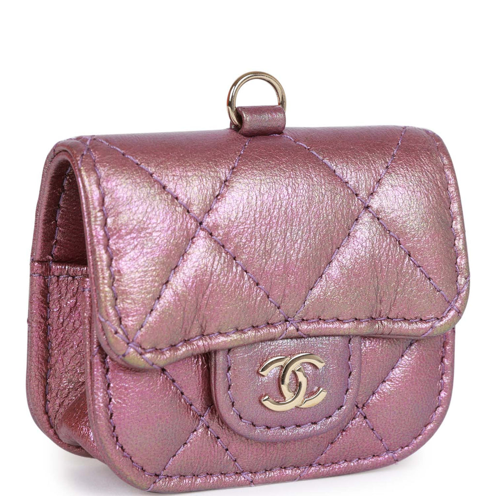 CHANEL Lambskin Quilted Airpods Pro Case With Chain Pink 1035310