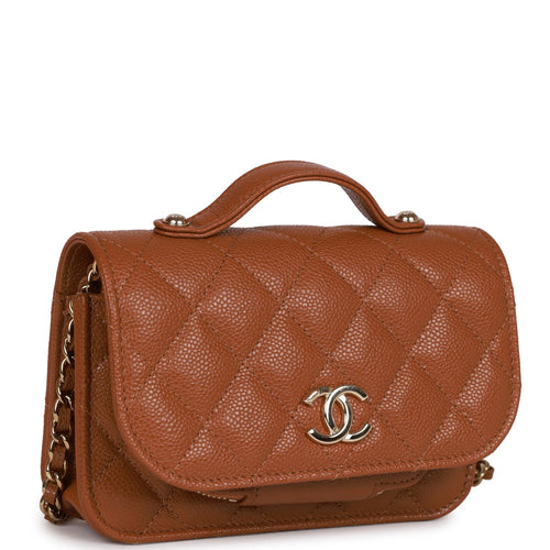 Chanel Micro Business Affinity Bag Caramel Caviar Light Gold Hardware