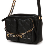 Chanel Small Camera Bag Black Calfskin Mixed Metal Hardware