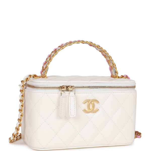 CHANEL, Bags, Chanel Golden Plate Medium Vanity Case Lambskin Quilted Bag