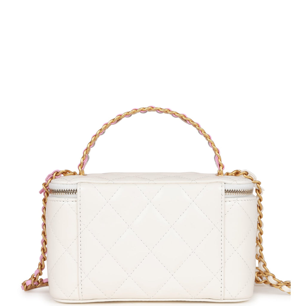 White Quilted Mini Vanity Case, White Quilted Bag