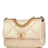 Chanel Medium 19 Flap Bag Rose Iridescent Calfskin Mixed Hardware