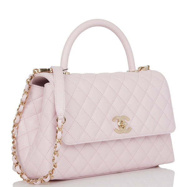 CHANEL with cards Python medium coco top handle bag Price: 5050$ Condition:  Good Color: Powder pink RWB-1631