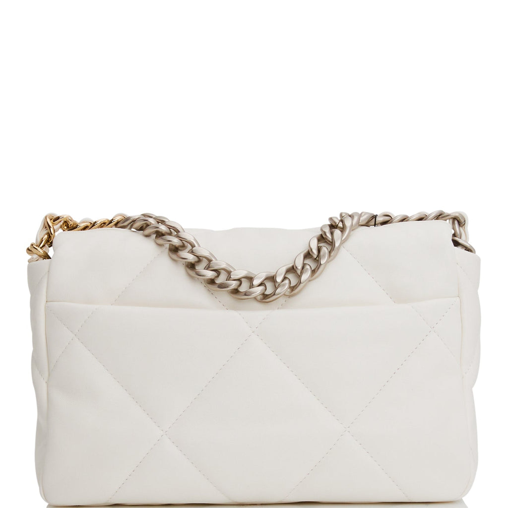 Chanel Medium 19 Flap Bag White Goatskin Mixed Hardware – Madison ...