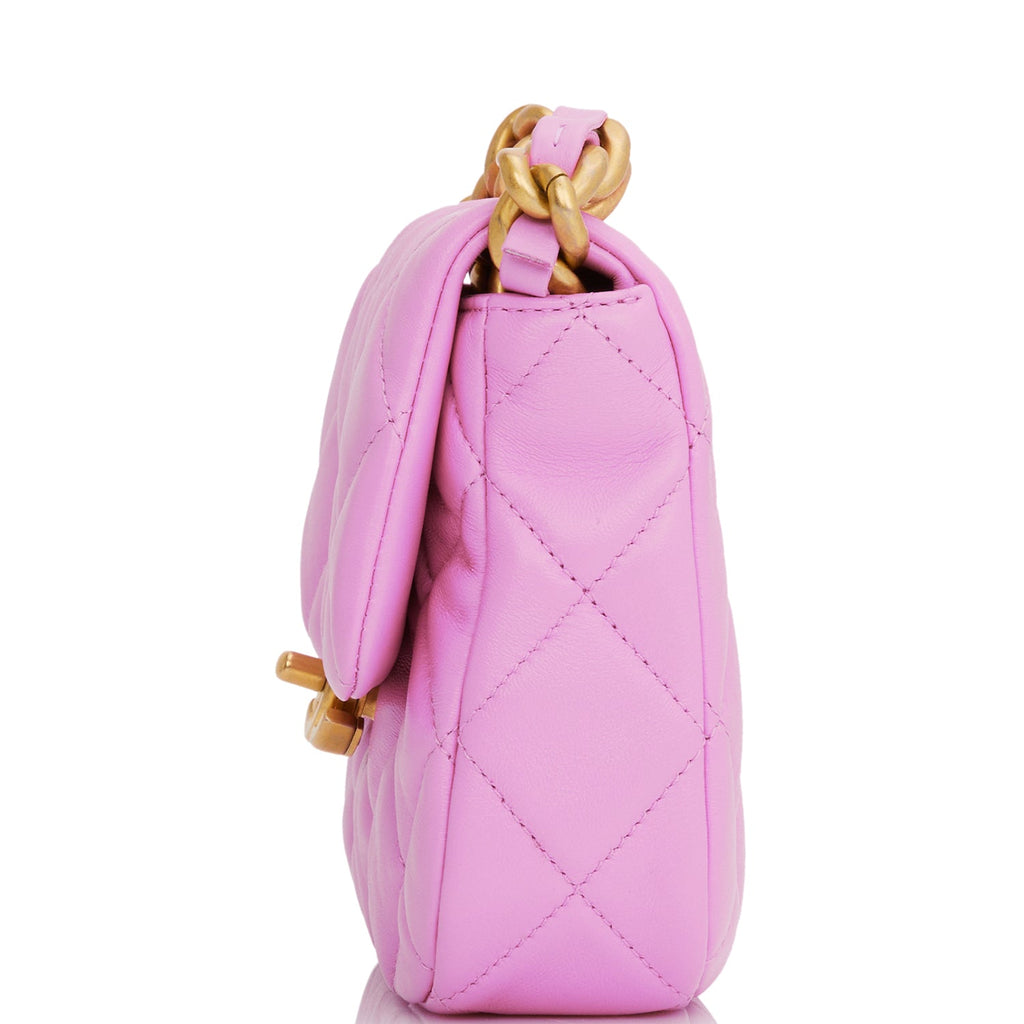Chanel Lacquered Metal Mini Flap Bag Dark Pink Lambskin Antique Gold Hardware