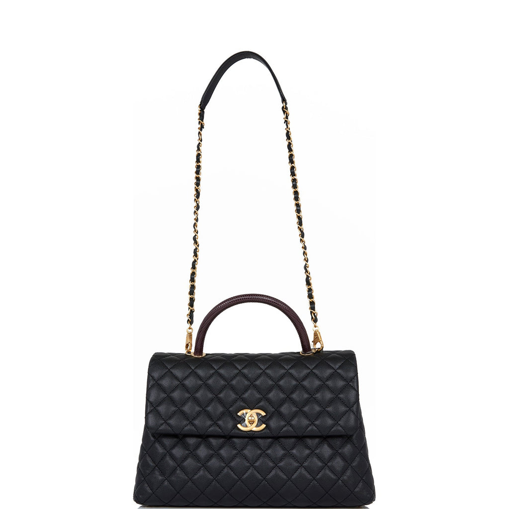 Chanel Coco Handle Quilted Lizard Handle Bag 30cm Caviar Leather Gold  Hardware Spring/Summer  in 2023