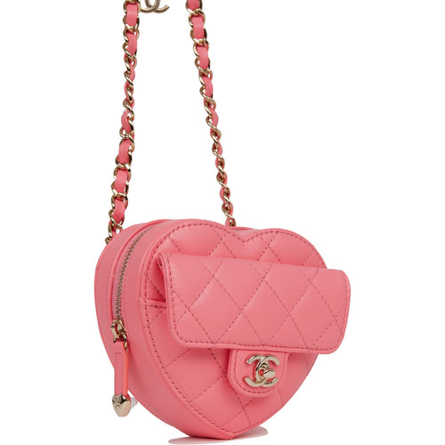 Chanel CC In Love Heart Belt Bag Pink Lambskin Light Gold Hardware