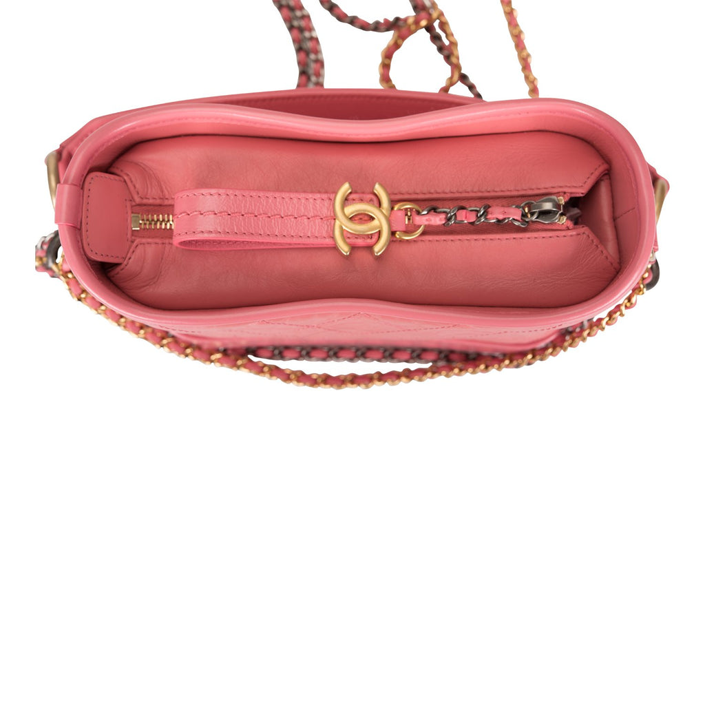 Chanel Quilted Small Gabrielle Hobo Pink Aged Calfskin Mixed