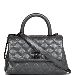 Chanel Small Coco Handle Flap Bag So Black Calfskin Black Hardware
