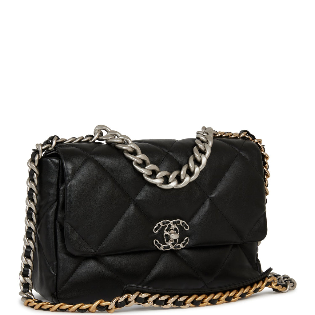Chanel Goatskin Quilted Small/Medium Chanel 19 Flap Black