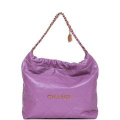 Chanel Medium 22 Bag Purple Calfskin Gold Hardware – Madison