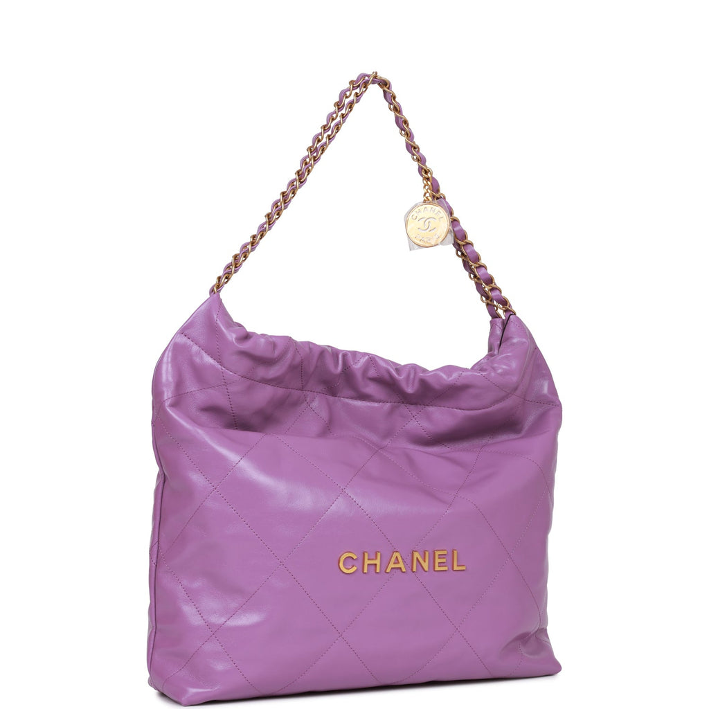 Chanel 22 handbag, Shiny calfskin & rainbow metal, purple — Fashion | CHANEL