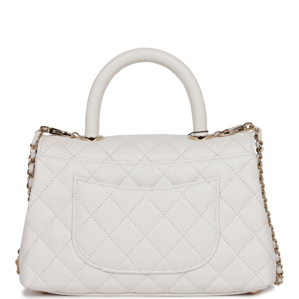Chanel - Authenticated Coco Handle Handbag - Leather White Plain for Women, Very Good Condition