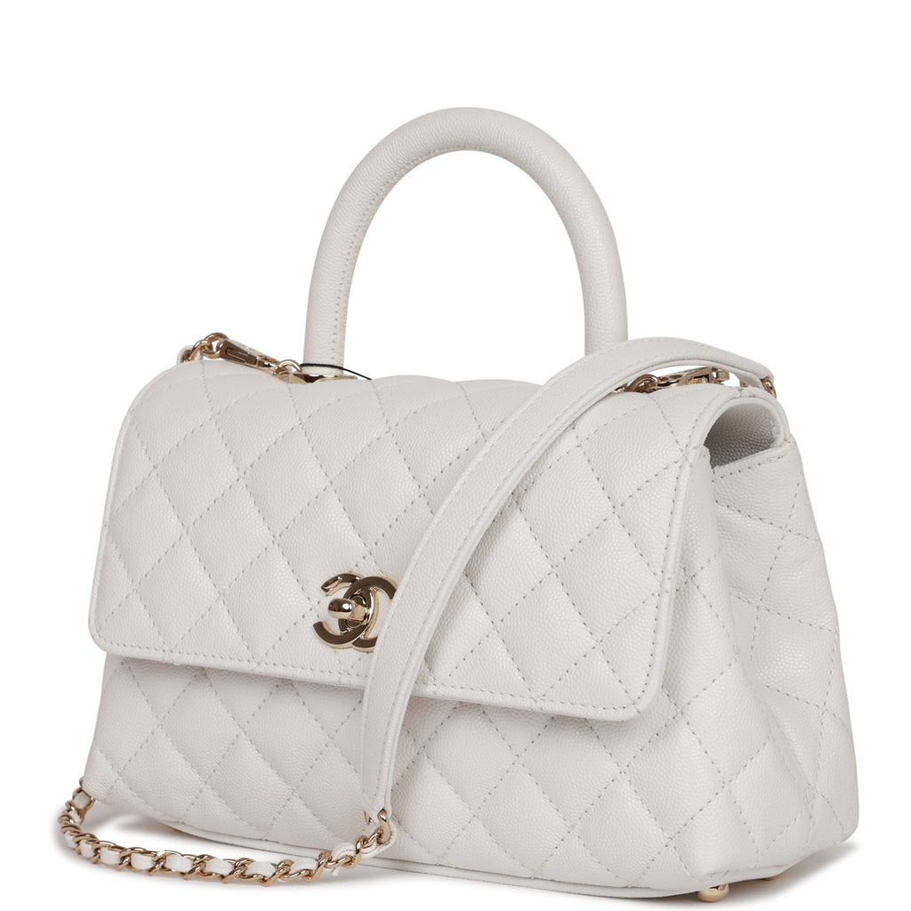 Chanel Matelasse Caviar Skin 2WAY Handbag Coco Handle White Gold Metal -  Allu USA