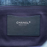 Pre-owned Chanel Camellia Flap Bag Distressed Blue Denim Silver Hardware