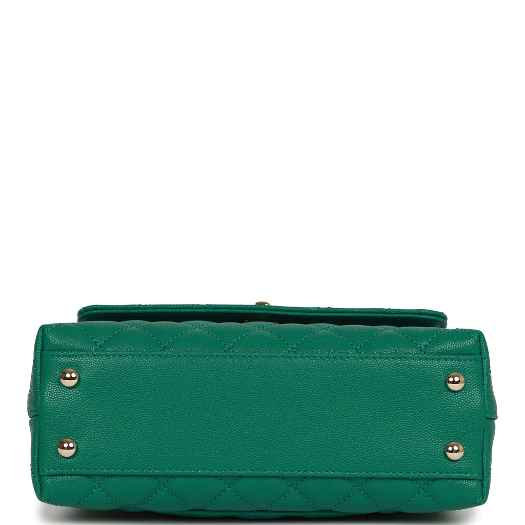 CHANEL Coco Handle Hand Bag in Green Emerald Caviar Leather at 1stDibs