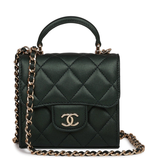 Chanel Top Handle Clutch with Chain Nylon with Grosgrain Mini Black 2141882