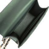 Chanel Mini Top Handle Clutch With Chain Dark Green Iridescent Lambskin Light Gold Hardware