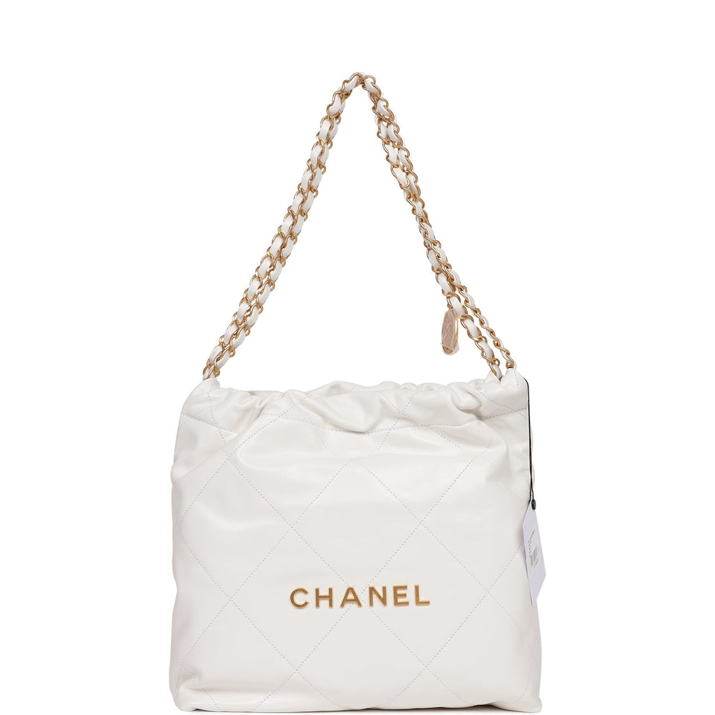 Chanel White Leather Large 22 Hobo Bag Chanel