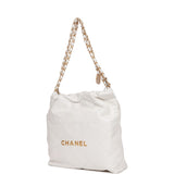 Chanel Small 22 Bag White Calfskin Gold Hardware