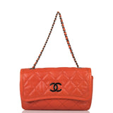 Pre-owned Chanel Mini Flap Bag Dark Orange Caviar Ruthenium Hardware