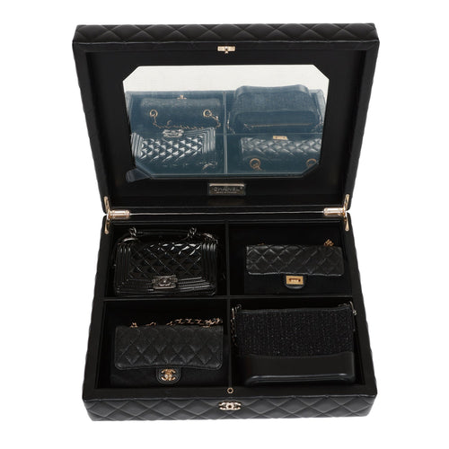 Authentic Chanel 4 sets limited edition mini bags in a chest/case