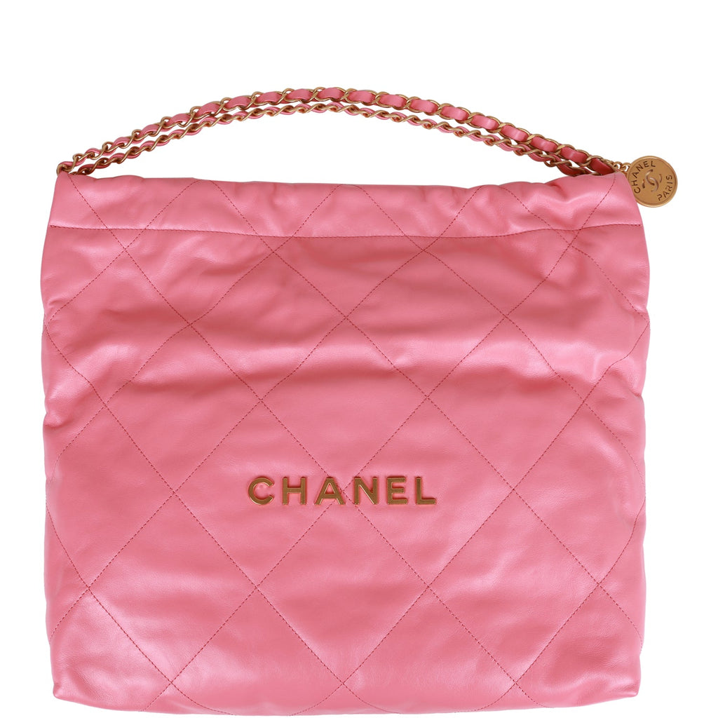 CHANEL Shiny Calfskin Quilted Small Chanel 22 Pink 1129443