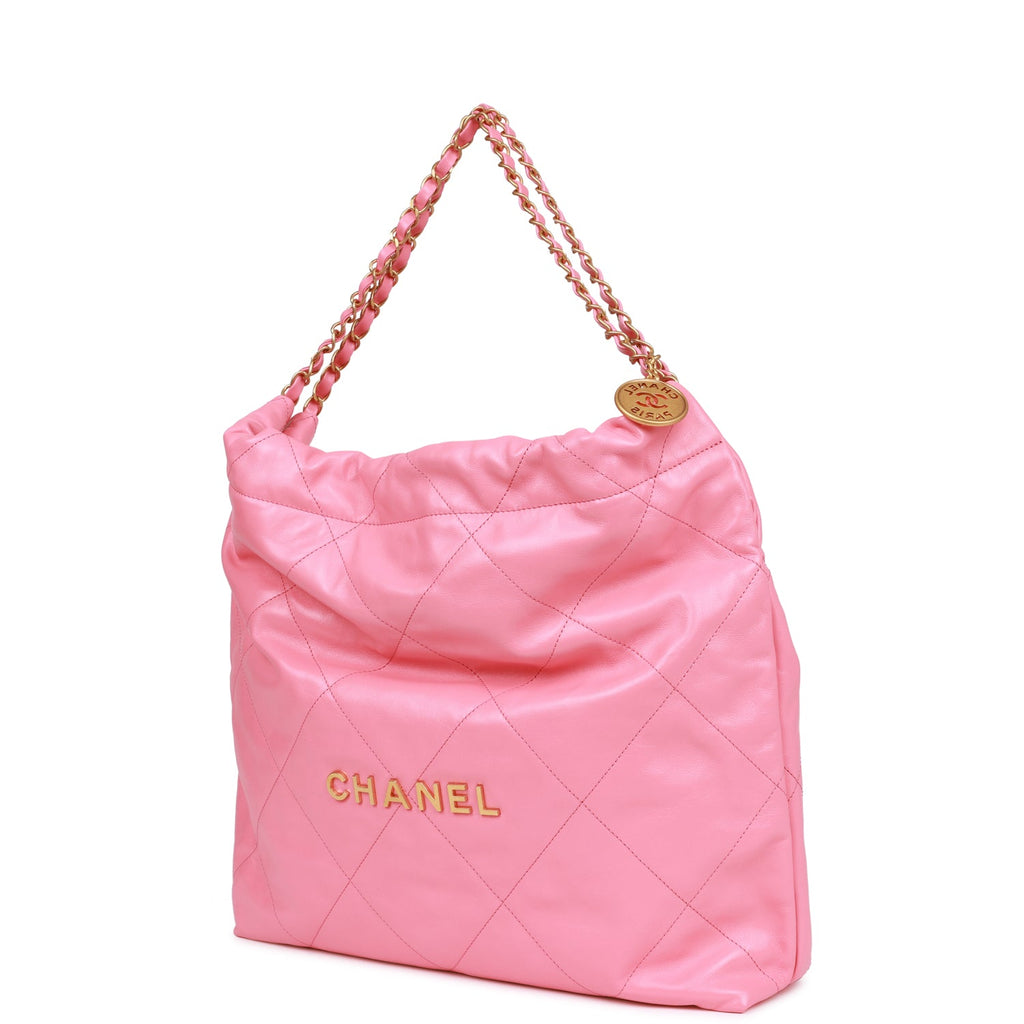 CHANEL Shiny Calfskin Quilted Small Chanel 22 Pink 1068592