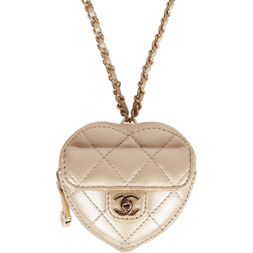 Chanel Large Quilted Bag Charm Pendant Necklace on Double Link