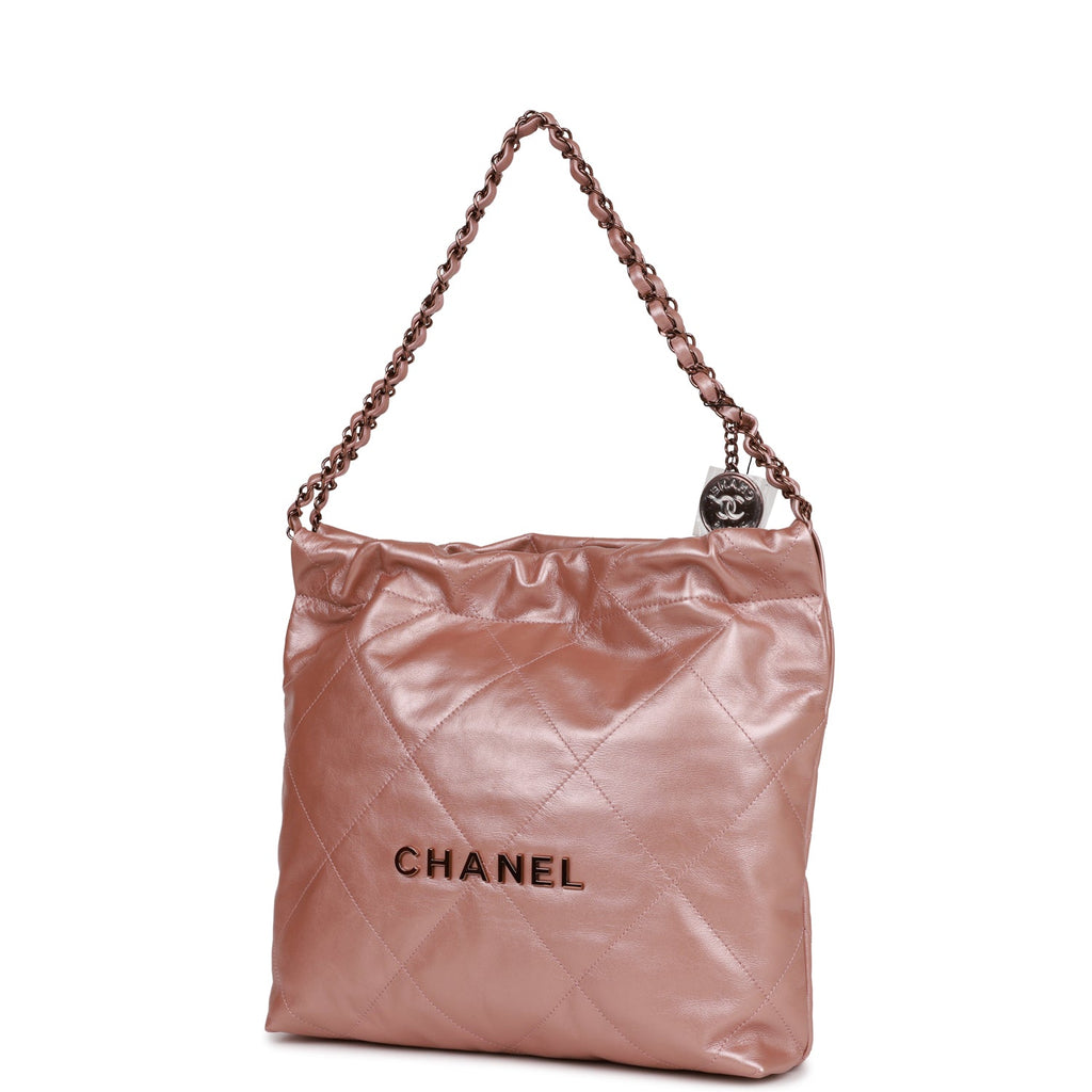 Chanel Small 22 Hobo 23P Caramel Shiny Calfskin with brushed gold hardware