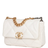 Chanel Medium 19 Flap Bag White Calfskin Mixed Hardware