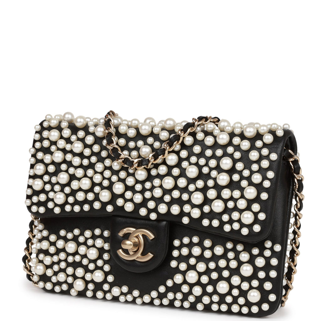 Chanel Paris-Dubai Pearly Flap Bag Black Lambskin Light Gold
