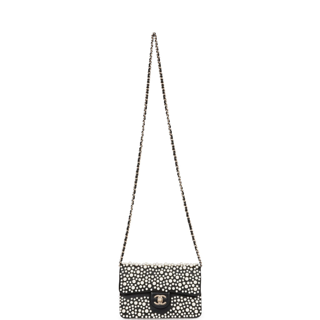 Chanel Paris-Dubai Pearly Flap Bag Black Lambskin Light Gold Hardware