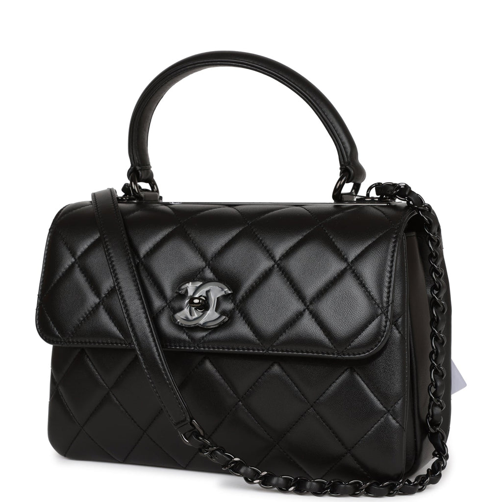 Chanel Lambskin Quilted Large Trendy CC Dual Handle Flap Bag Black