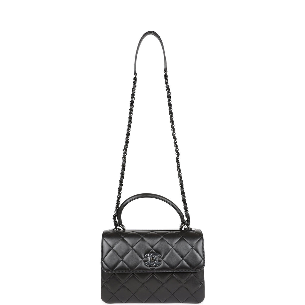 CHANEL Lambskin Quilted Small Trendy CC Dual Handle Flap Bag So Black  1081557