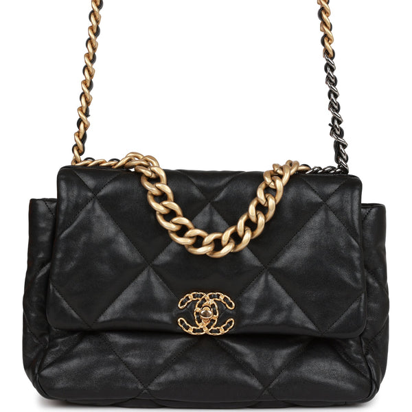 Lambskin Quilted Medium Chanel 19 Flap Black – Luxefectly