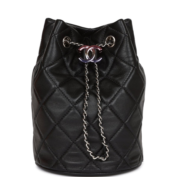 Chanel Mini Bucket Bag Black Lambskin Silver Hardware – Madison Avenue  Couture