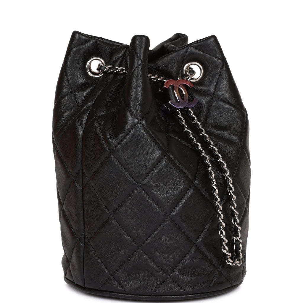 Chanel Vintage Chanel Black Quilted Leather Mini Bucket Shoulder Bag
