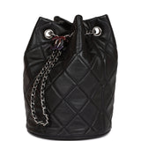 Chanel Mini Bucket Bag Black Lambskin Silver Hardware