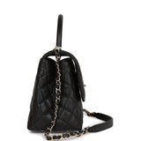 Chanel Small Coco Handle Flap Bag Black Caviar Light Gold Hardware