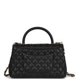 Chanel Small Coco Handle Flap Bag Black Caviar Light Gold Hardware